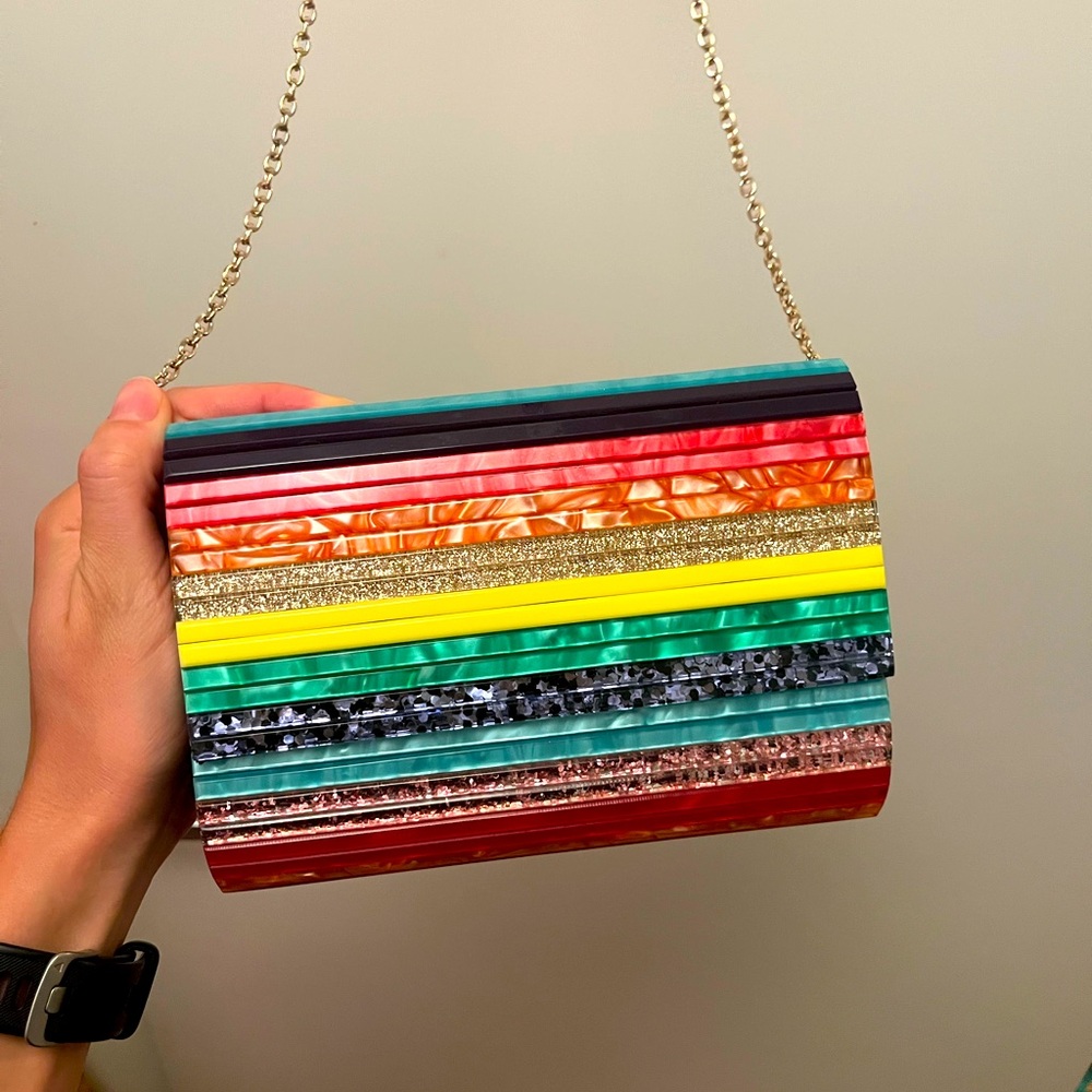 Kurt Geiger London Stripe Envelope Clutch